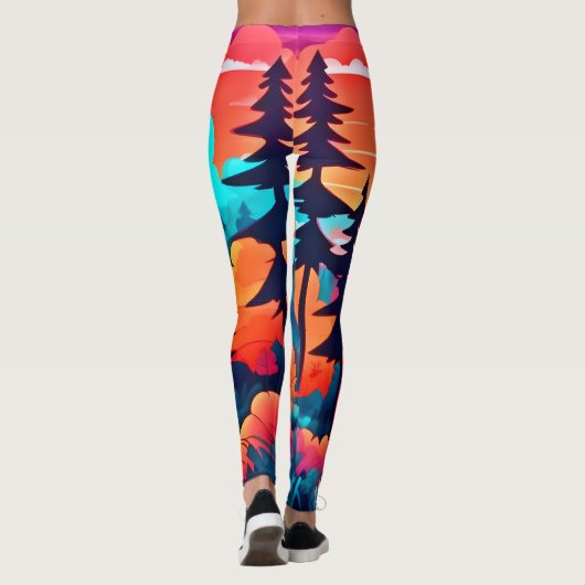 Zonsondergang pad door het herfstbos leggings (Achterkant)