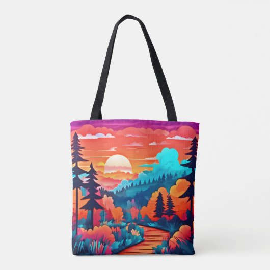 Zonsondergang pad door het herfstbos tote bag (Achterkant)