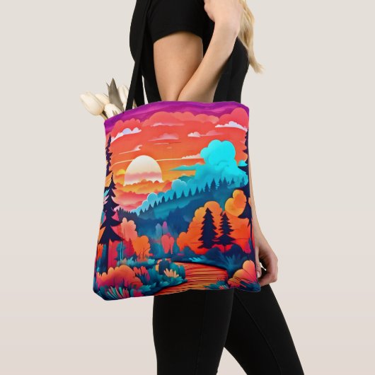 Zonsondergang pad door het herfstbos tote bag (Dichtbij)