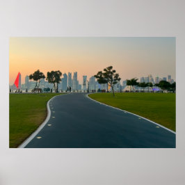 Zonsondergang pad naar de toekomst poster