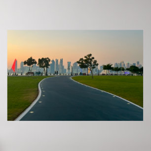 Zonsondergang pad naar de toekomst poster