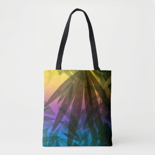 Zonsondergang Palmbladeren Tote Bag (Voorkant)