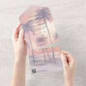 Zonsondergang & Palmbomen Alles in één bruiloft ui All In One Uitnodiging (Afscheurbaar)