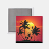 Zonsondergang Palmbomen Silhouet Ontwerp-65143 Magneet (Voorkant / Achterkant)