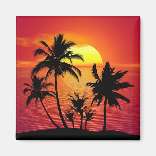 Zonsondergang Palmbomen Silhouet Ontwerp-65143 Magneet (Voorkant)