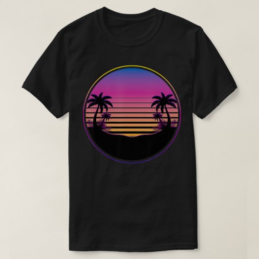 Zonsondergang Palmbomen Zomer Vakantie Strand Trop T-shirt (Design voorkant)