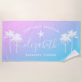 Zonsondergang Palmboom Meisjes Vakantie Aangepaste Strandlaken (Voorkant)