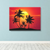 Zonsondergang Palmboom Silhouet Ontwerp-65143 Canvas Afdruk (Insitu (Houten vloer))