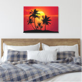 Zonsondergang Palmboom Silhouet Ontwerp-65143 Canvas Afdruk (Insitu (Slaapkamer))
