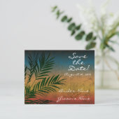 Zonsondergang Palmboom Tak Save the Date Kaart (Staand voorkant)