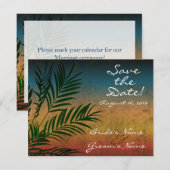 Zonsondergang Palmboom Tak Save the Date Kaart (Voorkant / Achterkant)