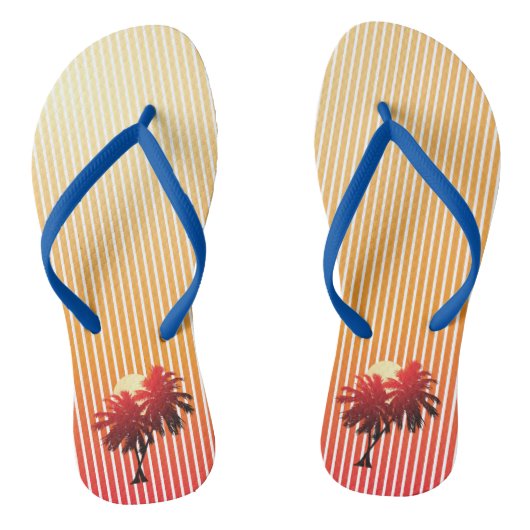Zonsondergang Palmboom Tropische Vakantie Teenslippers (Voetbed)