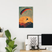 Zonsondergang Paragliding in het Mountain Poster (Thuiskantoor)