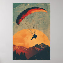  Zonsondergang Paragliding in het Mountain Poster