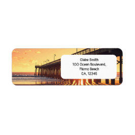 Zonsondergang Pier Pismo Beach Pier Californië Etiket