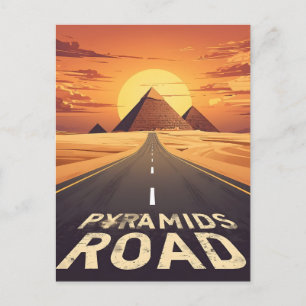 Zonsondergang Piramides Weg Egypte Reis Kunst Feestdagenkaart