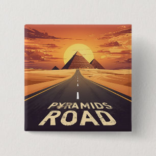Zonsondergang Piramides Weg Egypte Reis Kunst Vierkante Button 5,1 Cm