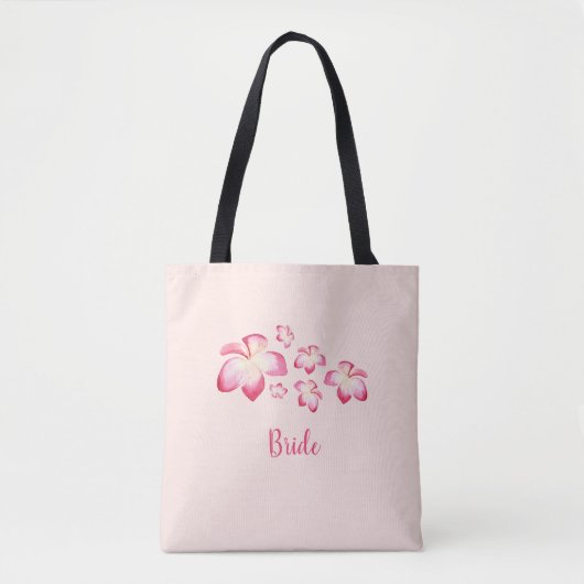 Zonsondergang Plumeria Roze Waterverf Bridal Tote Bag (Voorkant)