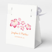 Zonsondergang Plumeria Roze Waterverf Bruiloft Bedankdoosjes (Achterkant)