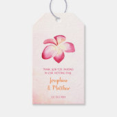 Zonsondergang Plumeria Roze Waterverf bruiloft gun Cadeaulabel (Voorkant)