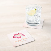 Zonsondergang Plumeria Roze Waterverf Trouwdag Kartonnen Onderzetters (Insitu)