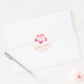 Zonsondergang Plumeria Roze Waterverf Trouwsticker Ronde Sticker (Envelop)