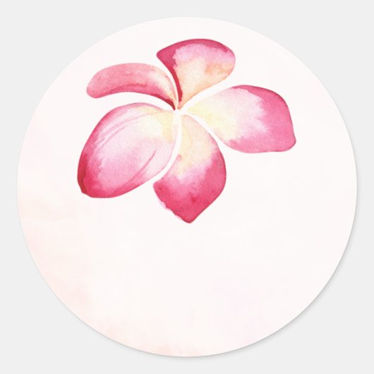 Zonsondergang Plumeria Waterverf bruiloft gunst St Ronde Sticker (Voorkant)