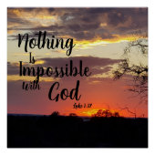 Zonsondergang Poster niets onmogelijk met God (Voorkant)