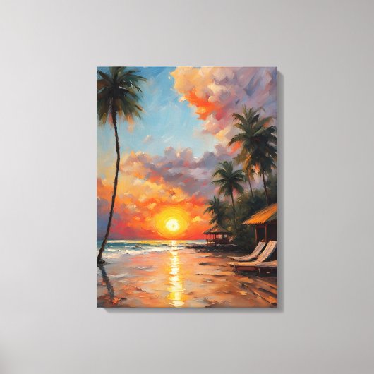 Zonsondergang pracht in Bali Tropical Beach Canvas Afdruk (Voorkant)