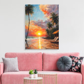Zonsondergang pracht in Bali Tropical Beach Canvas Afdruk (Insitu (Woonkamer))