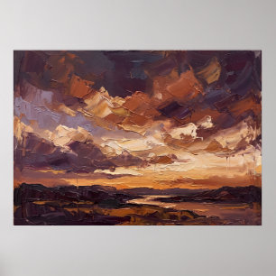 Zonsondergang Prairie Landschap Poster