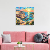 Zonsondergang Pula Arena Zeekant Escape Canvas Kun Afdruk (Insitu (Woonkamer))