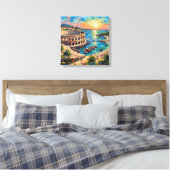 Zonsondergang Pula Arena Zeekant Escape Canvas Kun Afdruk (Insitu (Slaapkamer))