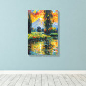 Zonsondergang Reflectie Levendig Landschap Impress Canvas Afdruk (Insitu (Houten vloer))