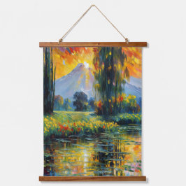 Zonsondergang Reflectie Levendig Landschap Impress Hangend Wandkleed