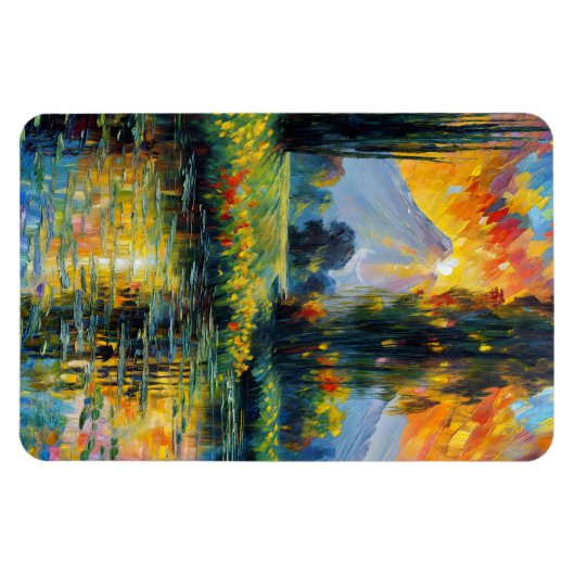 Zonsondergang Reflectie Levendig Landschap Impress Magneet (Horizontaal)