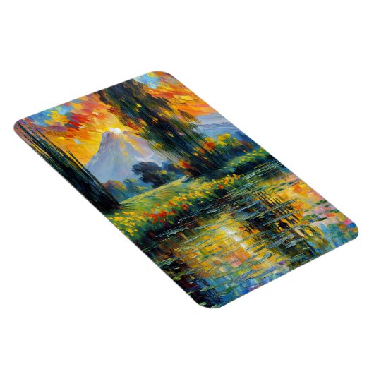 Zonsondergang Reflectie Levendig Landschap Impress Magneet (Rechterzijde)