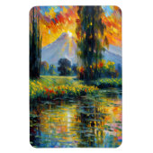 Zonsondergang Reflectie Levendig Landschap Impress Magneet (Verticaal)