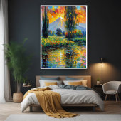 Zonsondergang Reflectie Levendig Landschap Impress Poster