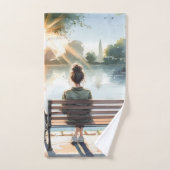 Zonsondergang Reflecties Meer Scene Bad Handdoek (Handdoek)