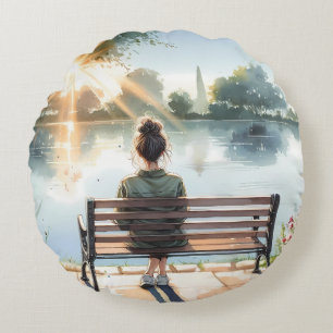 Zonsondergang Reflecties Meer Scene Rond Kussen