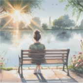 Zonsondergang Reflecties Meer Scene Sticker (Voorkant)
