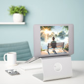 Zonsondergang Reflecties Meer Scene Sticker (Laptop op bureau)