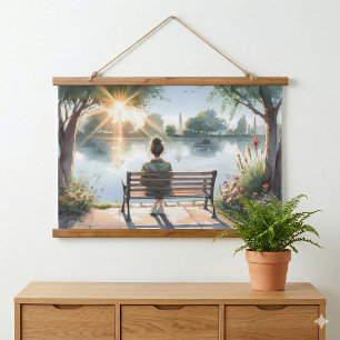 Zonsondergang Reflecties Merenlandschap Hangend Wandkleed