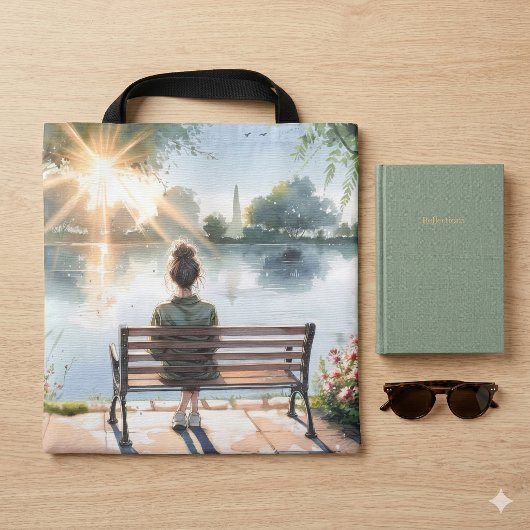 Zonsondergang Reflecties Merenlandschap Tote Bag