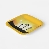 Zonsondergang Religieuze Kruisen Papieren Bordje (Gebogen)