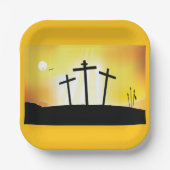 Zonsondergang Religieuze Kruisen Papieren Bordje (Voorkant)