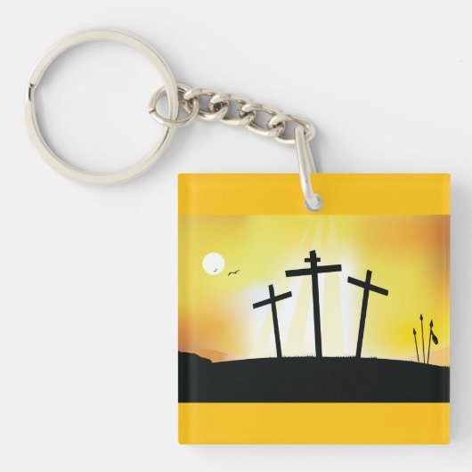 Zonsondergang Religieuze Kruisen Sleutelhanger (Voorkant)