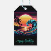 Zonsondergang Retro Surf-Wave Cadeaulabel (Voorkant)