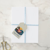 Zonsondergang Retro Surf-Wave Cadeaulabel (Met Touw)